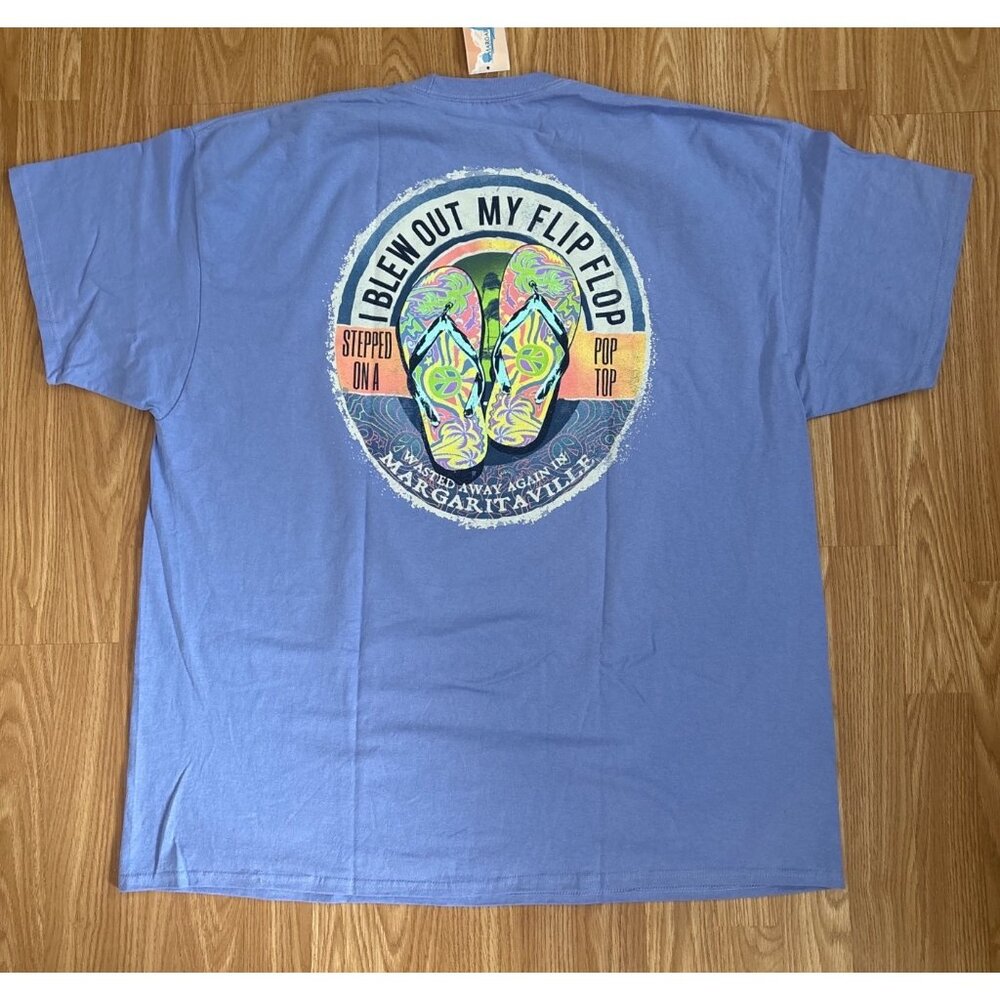 Margaritaville Shirt 3X I Blew Out My Flip Flop Graphic Design 100% Cotton Blue